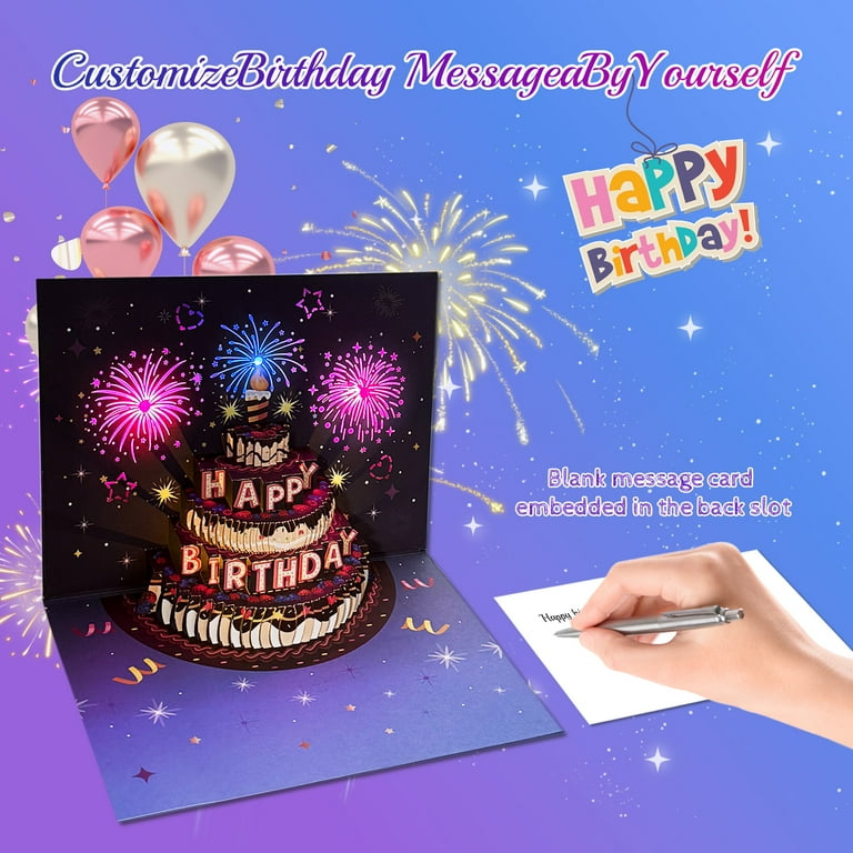 ◆ Happy Lucky  ③ Amazon.com : MZD8391 UPGRADED 3D Pop Up Firework Birthday