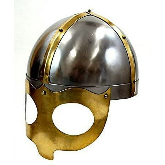 THOR INSTRUMENTS Deluxe Viking Mask Helmet W/Steel Brass Trim - Wearable Costume Armor Rustic Vintage Home Decor Gifts