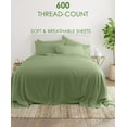 thumbnail image 2 of 25-inch Extra Deep Pockets - Pure Giza Cotton Full XL Size, Sage Color Bedsheet Set - 600-Thread-Count, 6-PC [1 flat sheet, 1 fitted sheet, 2 pillowcases], 2 of 7