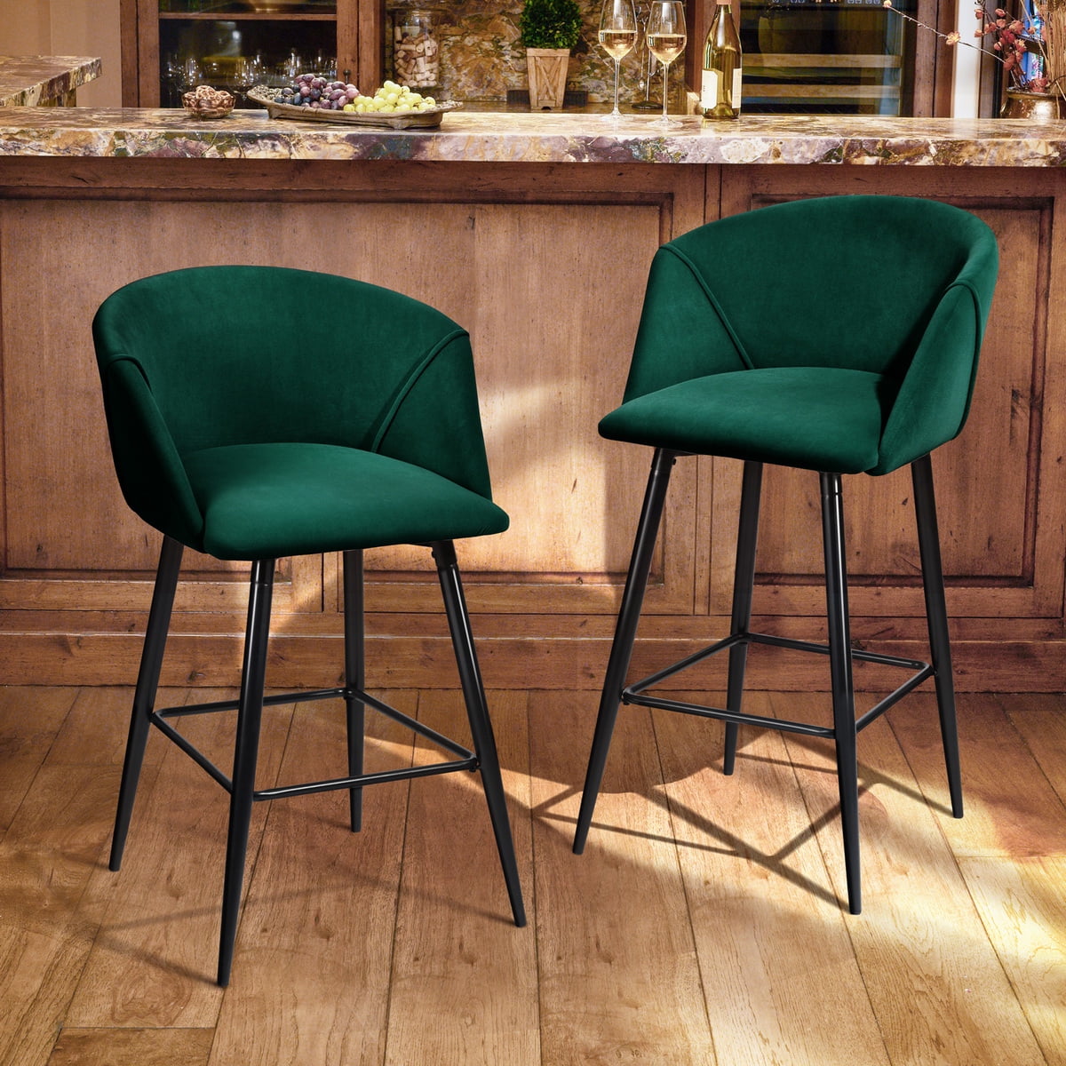 FurnitureR Modern 26'' Counter stools Set of 2, with Arm Full Back