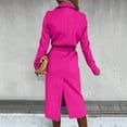 thumbnail image 6 of Ovticza Womens Classic Coat Lapel Collar Open Front Belted Long Jacket Hot Pink 2XL, 6 of 7