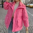 thumbnail image 4 of TrendVibe365 Womens Puffer Jackets and Coats Pink Long Sleeve Down Jacket without Hood Long Winter Coats Packable Warm Outerwear Solid Thick Coat Zip Winter Clothes with Pockets 2023 Overcoat, 4 of 7