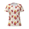 thumbnail image 3 of Naloa Popcorn Print T-Shirts Short Sleeve V Neck Tees for Women Fashion Tops Trendy Lightweight Soft Casual Summer Outfits Clothes, 3 of 5