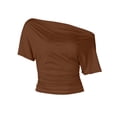 thumbnail image 4 of RUTAYY Women's T-Shirt Solid Color Summer Asymmetrical Waistband Short Sleeve Tee Shirts Warm Weather Breathable Fashion Beach Tees, 4 of 4