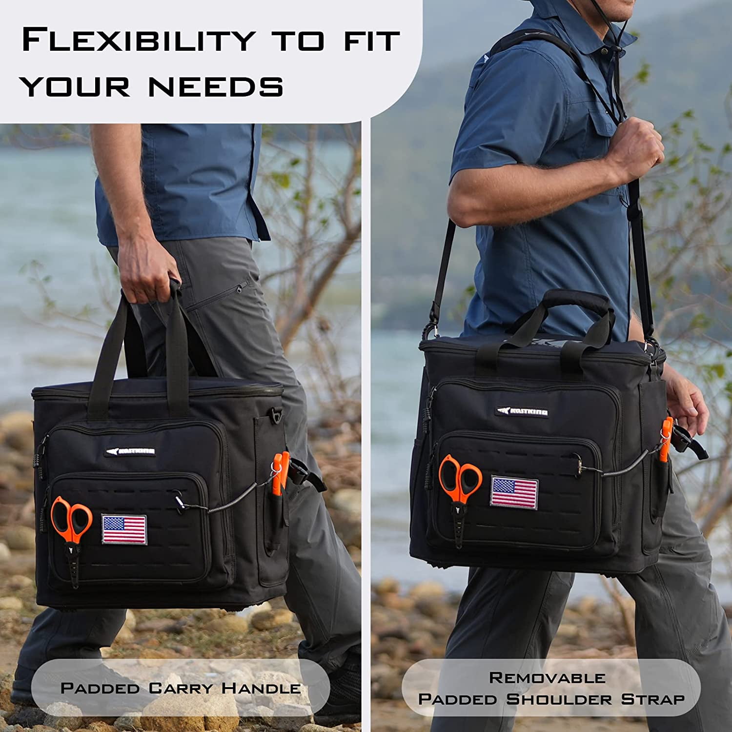 KastKing Fishing Tackle Bags,Water Resistant Material - Fishing Gear Storage - Karryall Large Black
