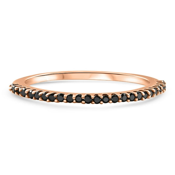 Pompeii 1/10ct Black Diamond Stackable Ring 14K Rose Gold (Black,)