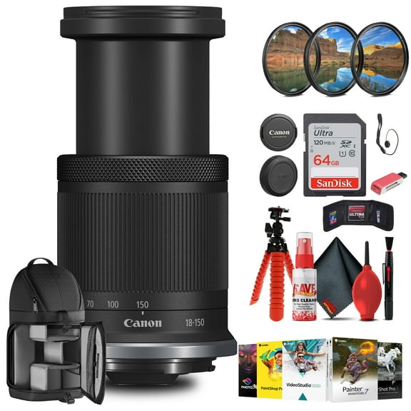 Canon RF-S 18-150mm F/3.5-6.3 IS STM Lens with Filter kit   Cleaning Kit   More (International Version)