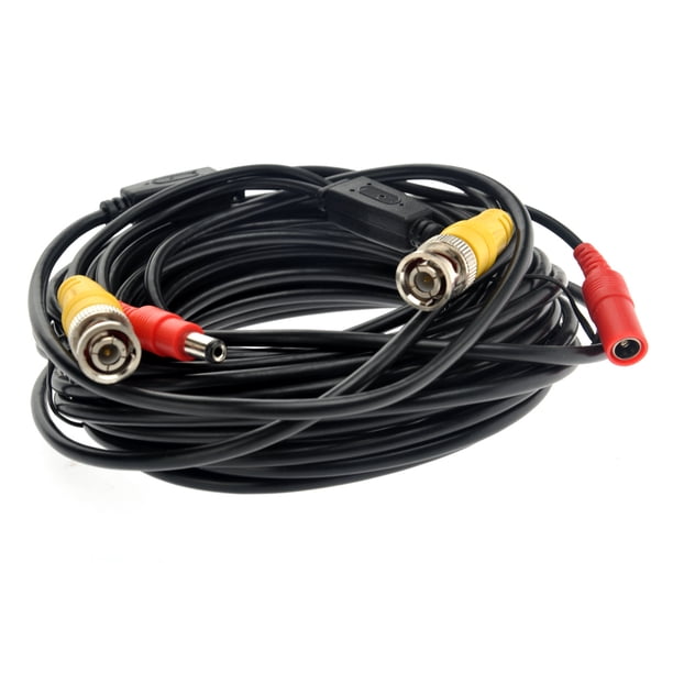 FELTECHELECTR Cable de extensión de vídeo BNC profesional de 10 m y fuente de alimentación CC para monitor de cámara CCTV DVR (negro)