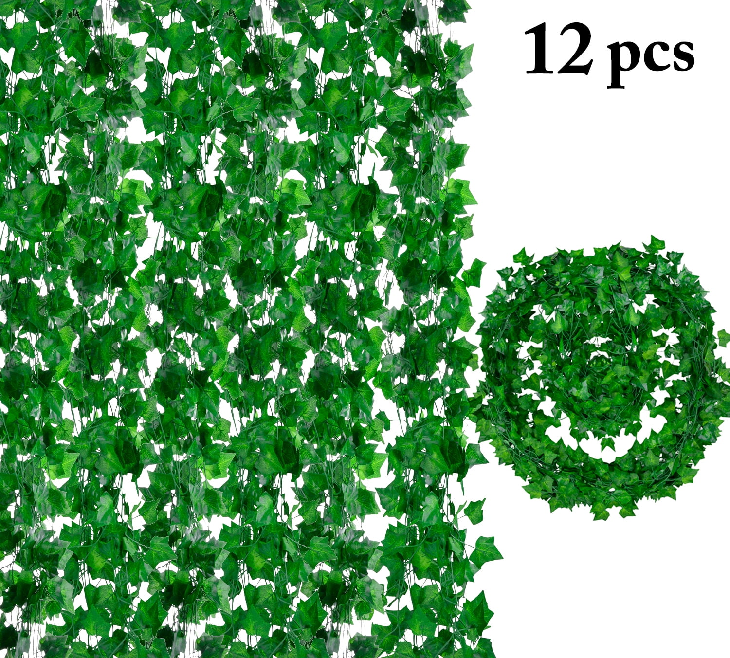 32.8 Yards Artificial Ivy Garland Foliage Green Leaves Fake Vine Headband Artificial Leaf Vine Fake Hanging Plants for Wedding Party Ceremony DIY Headbands