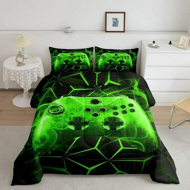 Dsseng Moderne Noir Bleu Joystick de Jeu Couettes et Duvets Grand Lit