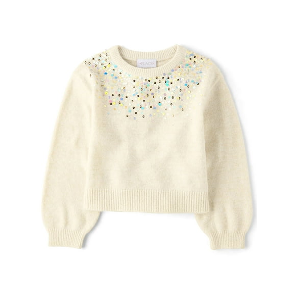 The Children's Place Girls Crewn Neck Long Sleeve Sequin Sweater, Sizes XS-XXL