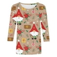 thumbnail image 4 of Blouses pour Femmes Décontractées Imprimées de Noël à Manches Trois-Quarts et Col Rond, Blouses pour Femmes en Liquidation, 4 of 5