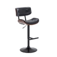 thumbnail image 6 of BELLEZE Set of (4) Contemporary Tufted Upholstered Swivel Hydraulic Adjustable Height Walnut Bar Stool, Black, 6 of 7