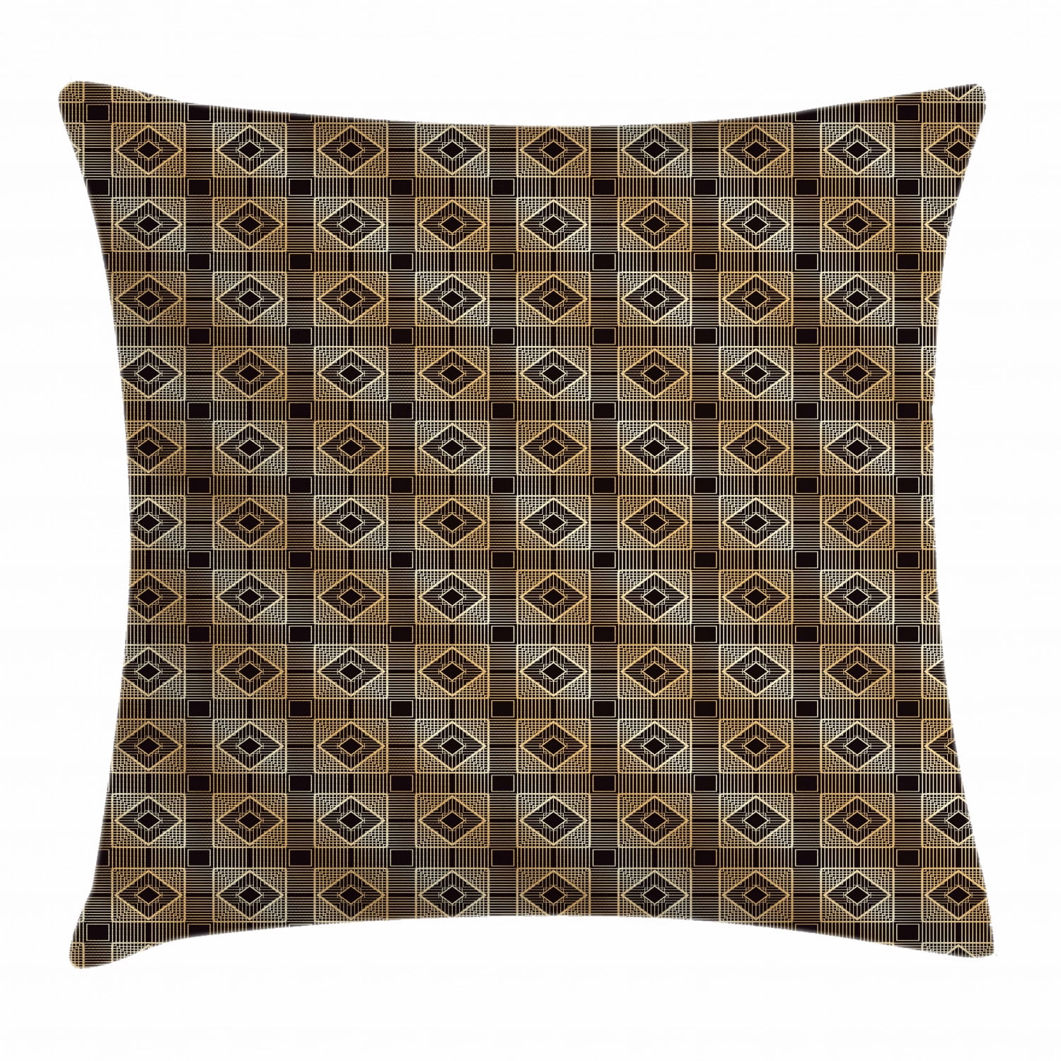 Art Deco Throw Pillow Cushion Cover, Castellated Form of Symmetric