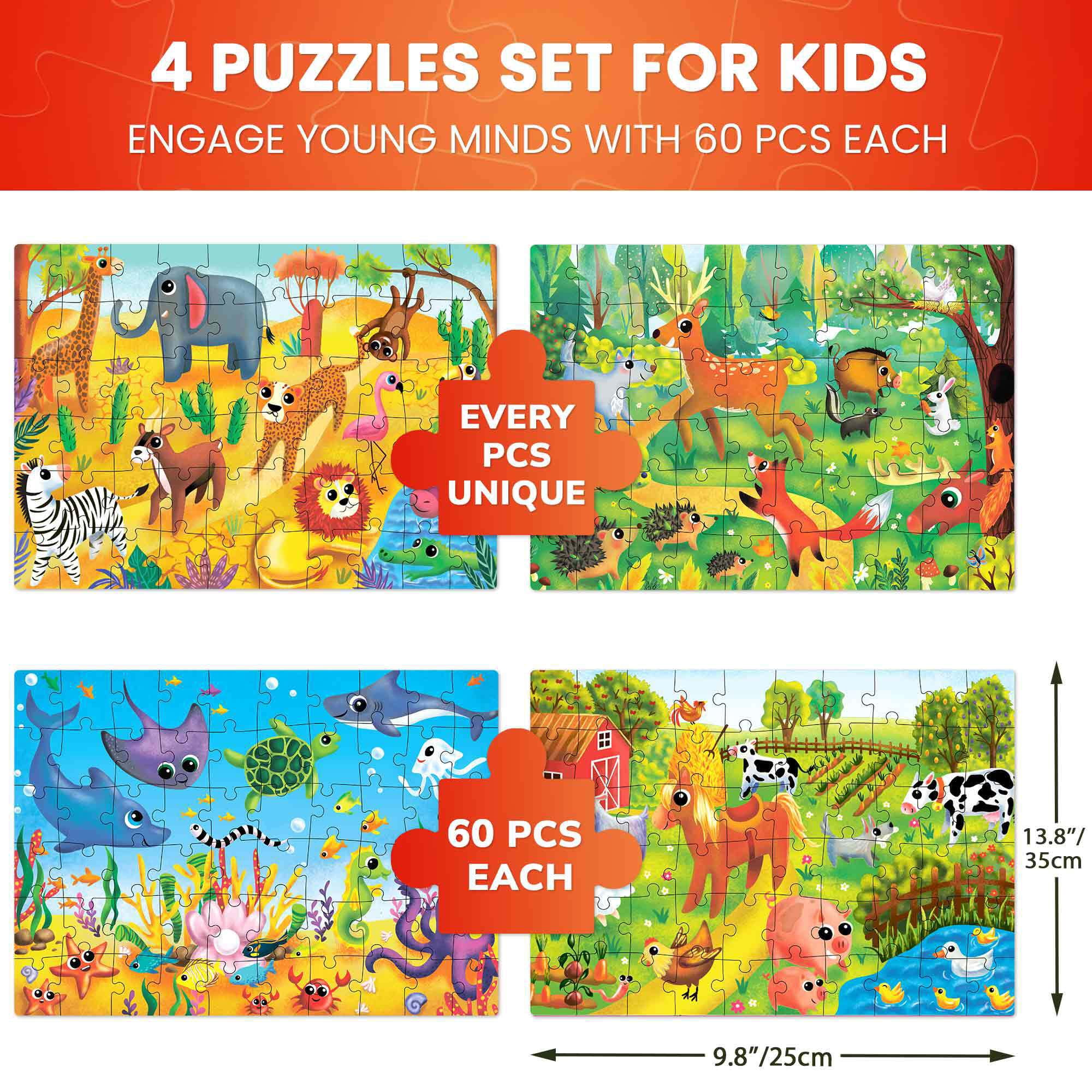 Quokka 60 Piece Puzzles for Kids Ages 4-8 - Jigsaw Animal Toddler Puzzles Ages 3-5 Boys & Girls