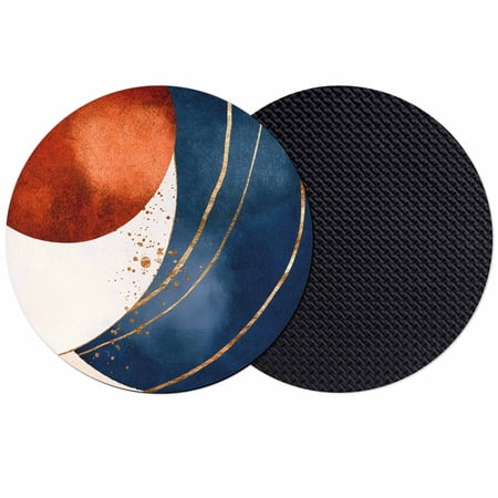 Navy Blue Burnt Orange Coasters Set of 2 Soft Absorbent Coasters for Drinks Modern Boho Art Geometric Non-Slip Cup Coaster Mat with Rubber Bottom for Home Kitchen Desk Coffee Bar Table Decor 4
