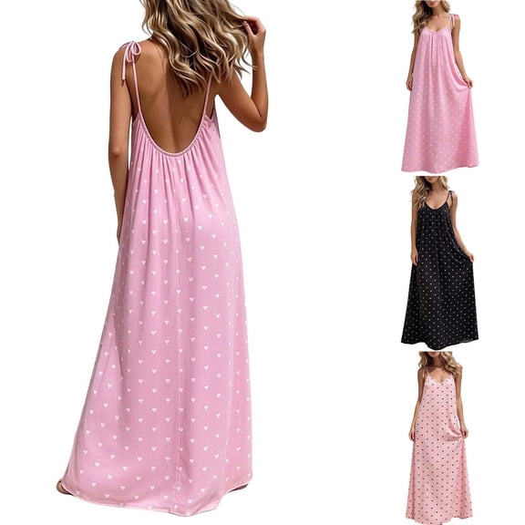 Kojanyu Women's Backless Maxi Dress Sleeveless Flowy Long Dresses 2026 Casual Summer Beach Vacation Sundress with Open Back