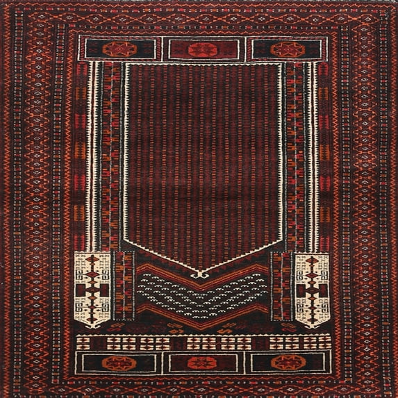 Ahgly Company Indoor Square Traditional Reddish Brown Persian Area Rugs, 8' Square
