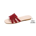 thumbnail image 6 of HomeDM Women's Flat Sandals Sparkly Rhinestone Dressy Square Open Toe Comfortable Slide Sandals Summer Slip On Beach Sandals, Red Size 7, 6 of 9