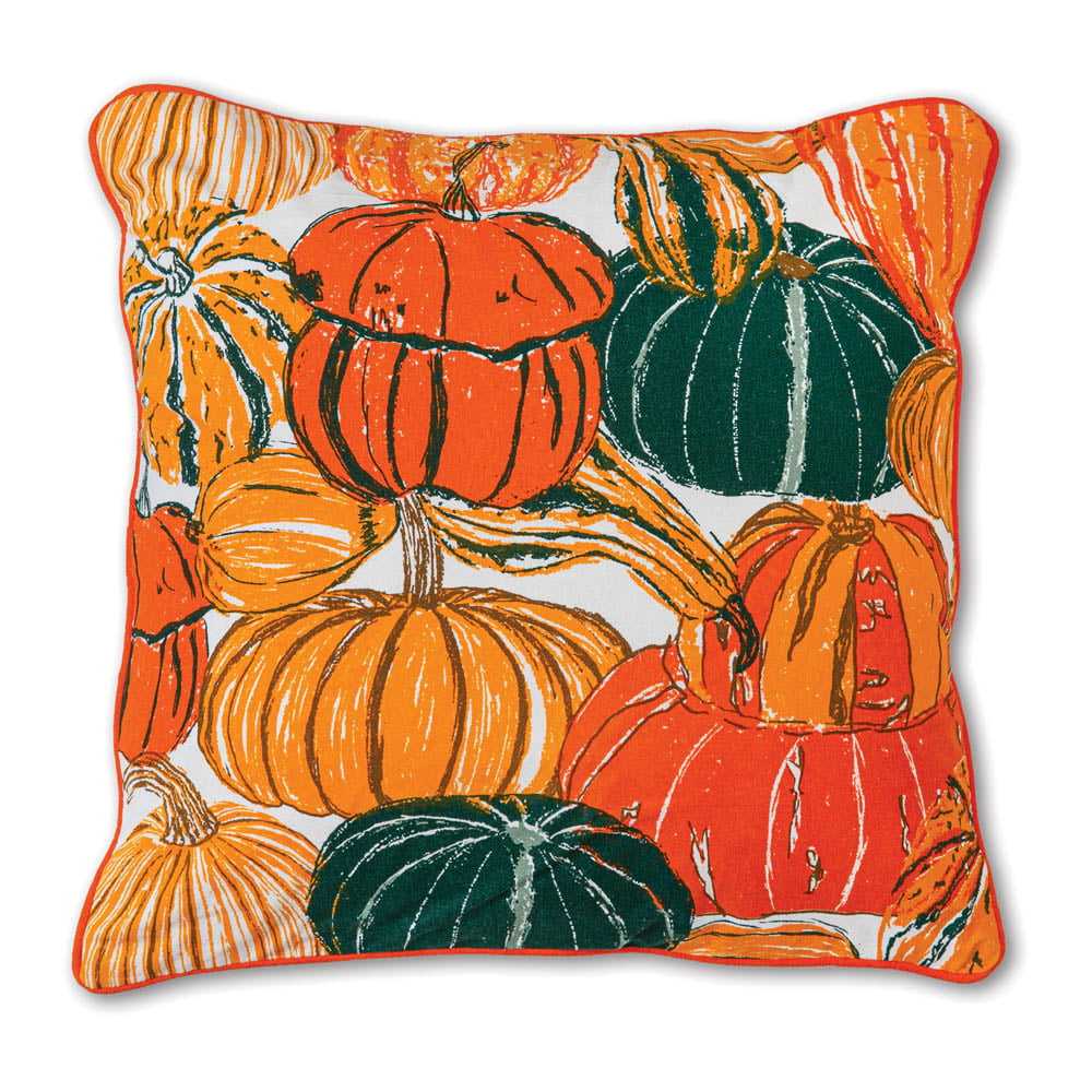 Pumpkins and Squash Cotton Throw Pillow