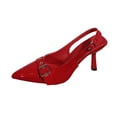 thumbnail image 2 of Sandals Women Women's Fashionable Casual Spring And Summer Versatile Plus Size Solid Color Pointed Toe Closed Toe Back Strap High Heel Sandals Red 39, 2 of 9