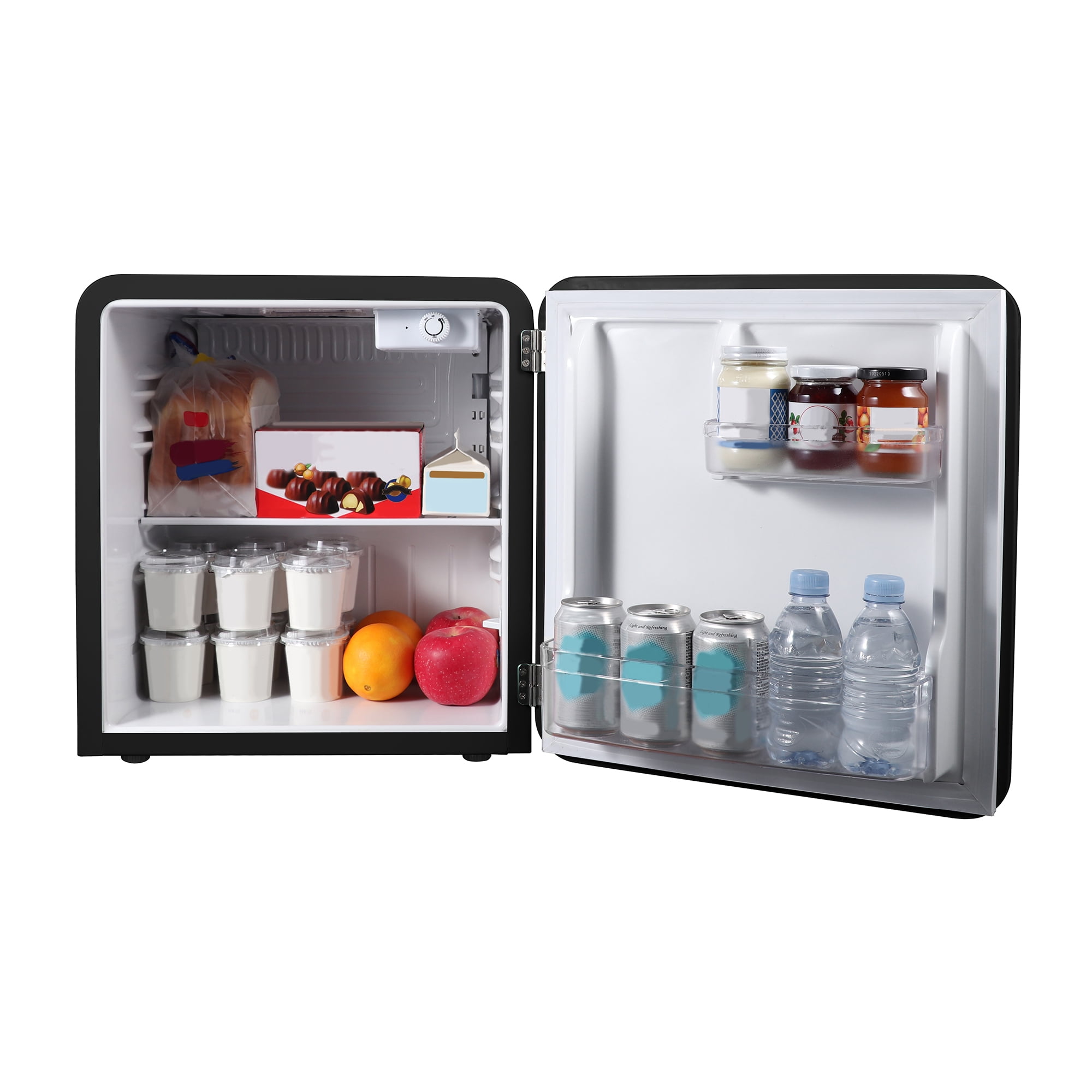 Magic Chef 1.6 Cu. Ft. Retro Mini Fridge with LED Light, Black, 34 lbs