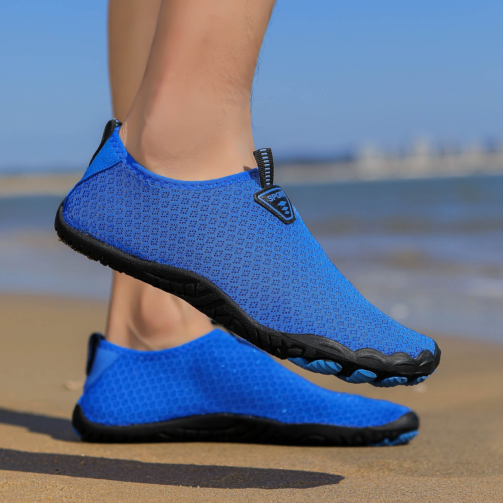 Mepaouo Womens Mens Water Swim Shoes Wide Toe Box Barefoot Beach Socks for Walking Hiking Diving