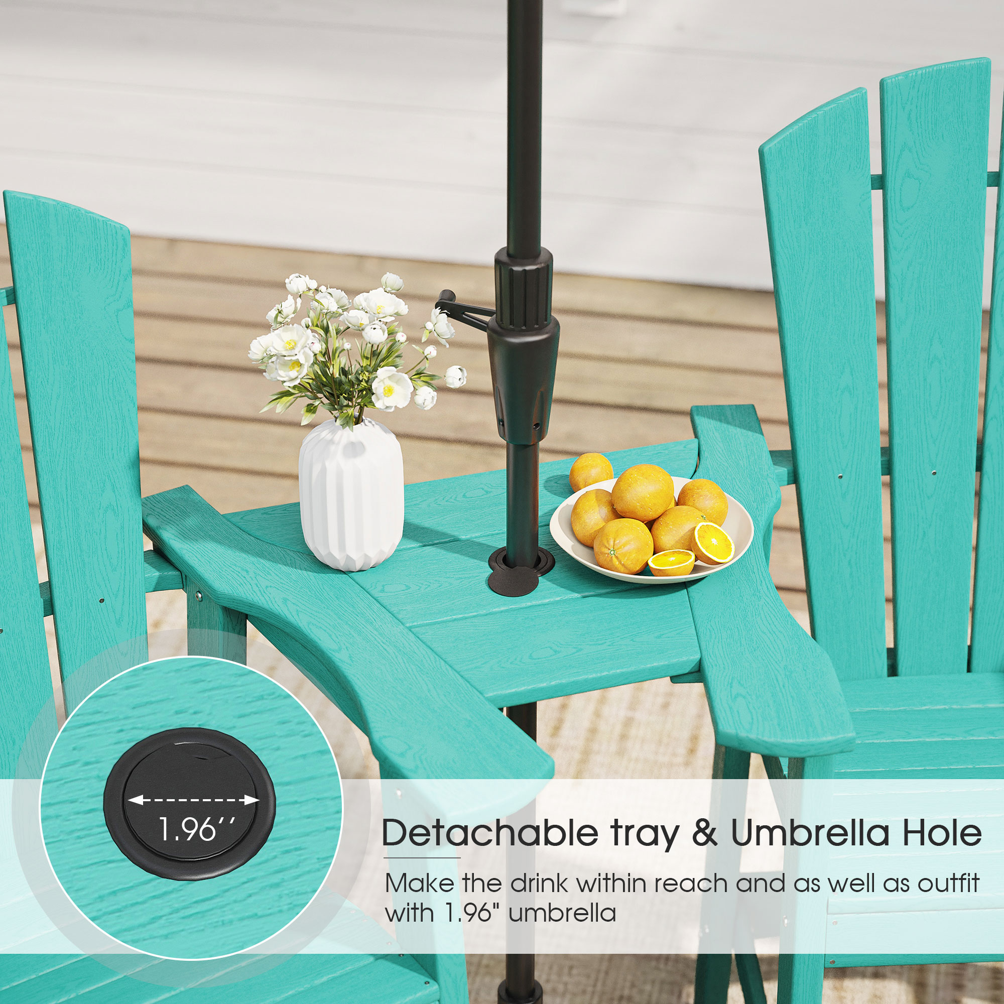 Vicllax Outdoor Tall Adirondack Chairs Beach Style HDPE for Garden 28.9"Lx22.6"Wx52.2"H