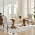 thumbnail image 3 of SESSLIFE Dining Chair with Arms, Upholstered Chenille Kitchen & Dining Room Chairs with High Back, Nailhead Trim and Wood Legs, Fabric Tuft Dining Chair for Home, Beige, 3 of 8