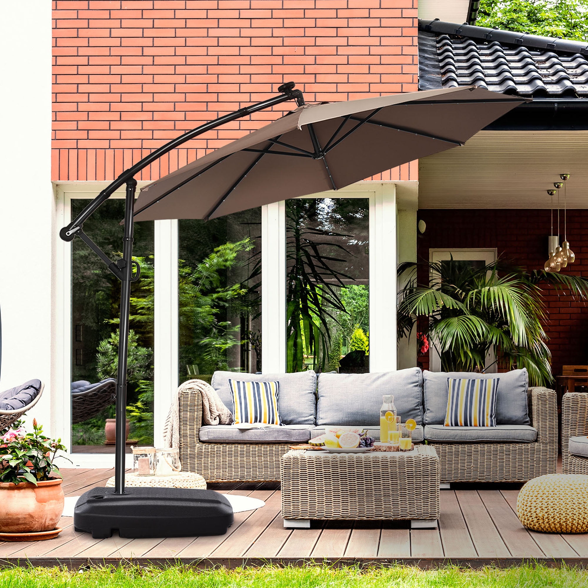 allen roth blue stripe market patio umbrella allen + roth 9-ft Aluminum Blue Auto-tilt Market Patio Umbrella in the Patio  Umbrellas department at Lowes.com