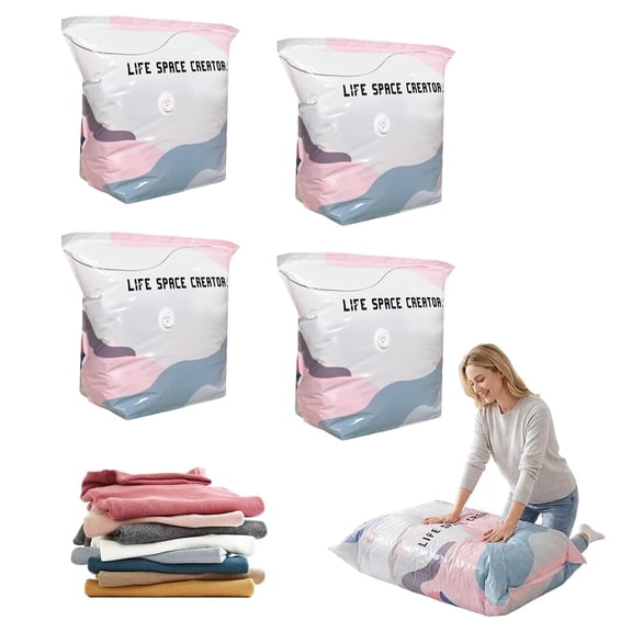 No Pump 3D Vacuum Storage Life Space Creator Better Life Space Bags for Clothes Blankets Bedding Comforters Bonus Double Mesh Underwear Socks Organizer