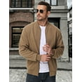 thumbnail image 3 of Xidunhg Men's Casual Varsity Bomber Jacket Lightweight Outerwear Jackets Waffle Zip up Fashion Coat Khaki M, 3 of 6