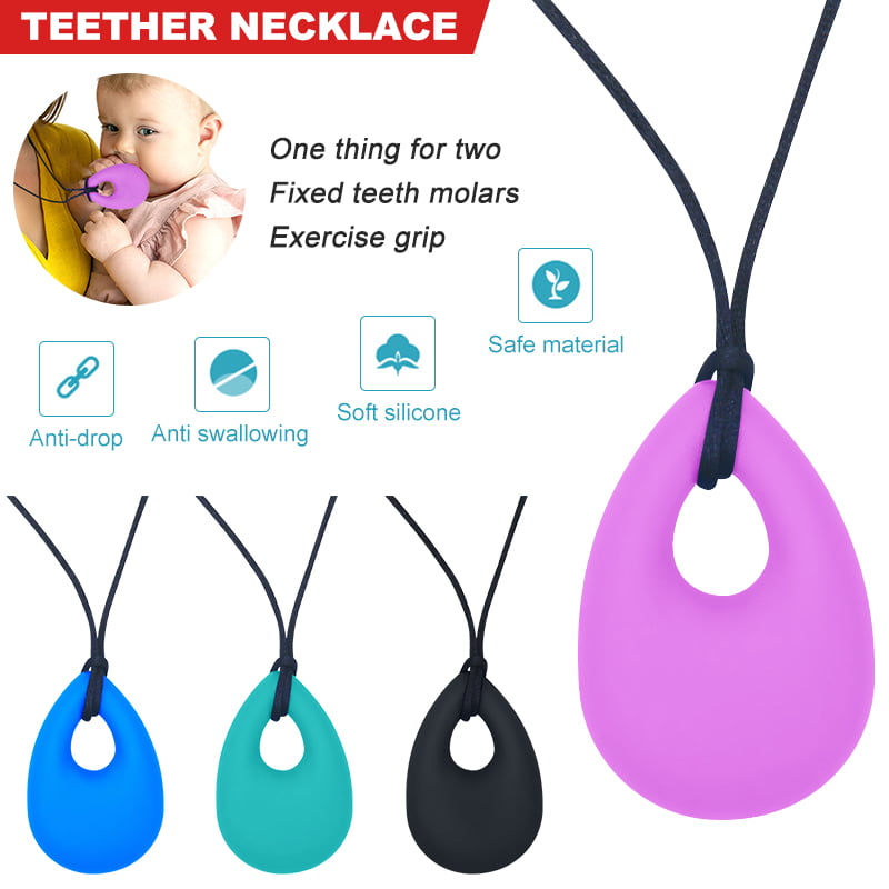 Kids Baby Chewy Necklace Anti Autism ADHD Biting Sensory Chew Teething Toys UK 