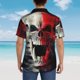 thumbnail image 4 of Balery Red And White Screaming Demon Skull Camisas hawaianas de manga corta para hombre, camisas playeras de corte holgado, camisas de vacaciones con botones,X-Large, 4 of 7