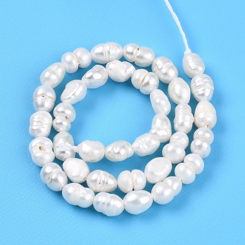 6 Strand Natural Cultured Freshwater Pearl Beads Strands Rice Creamy White 4~6x3~4mm Hole: 0.5mm about 35~36pcs/strand 6.69~6.89''(17~17.5cm)