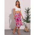 thumbnail image 3 of DARING DIVA Women's Tropical Beach Ruched Split Thigh Lightweight  Skirt XS Hot Pink, 3 of 6