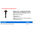 thumbnail image 2 of Ignition Coil - Compatible with 2002 - 2005 Land Rover Freelander 2.5L V6 2003 2004, 2 of 2