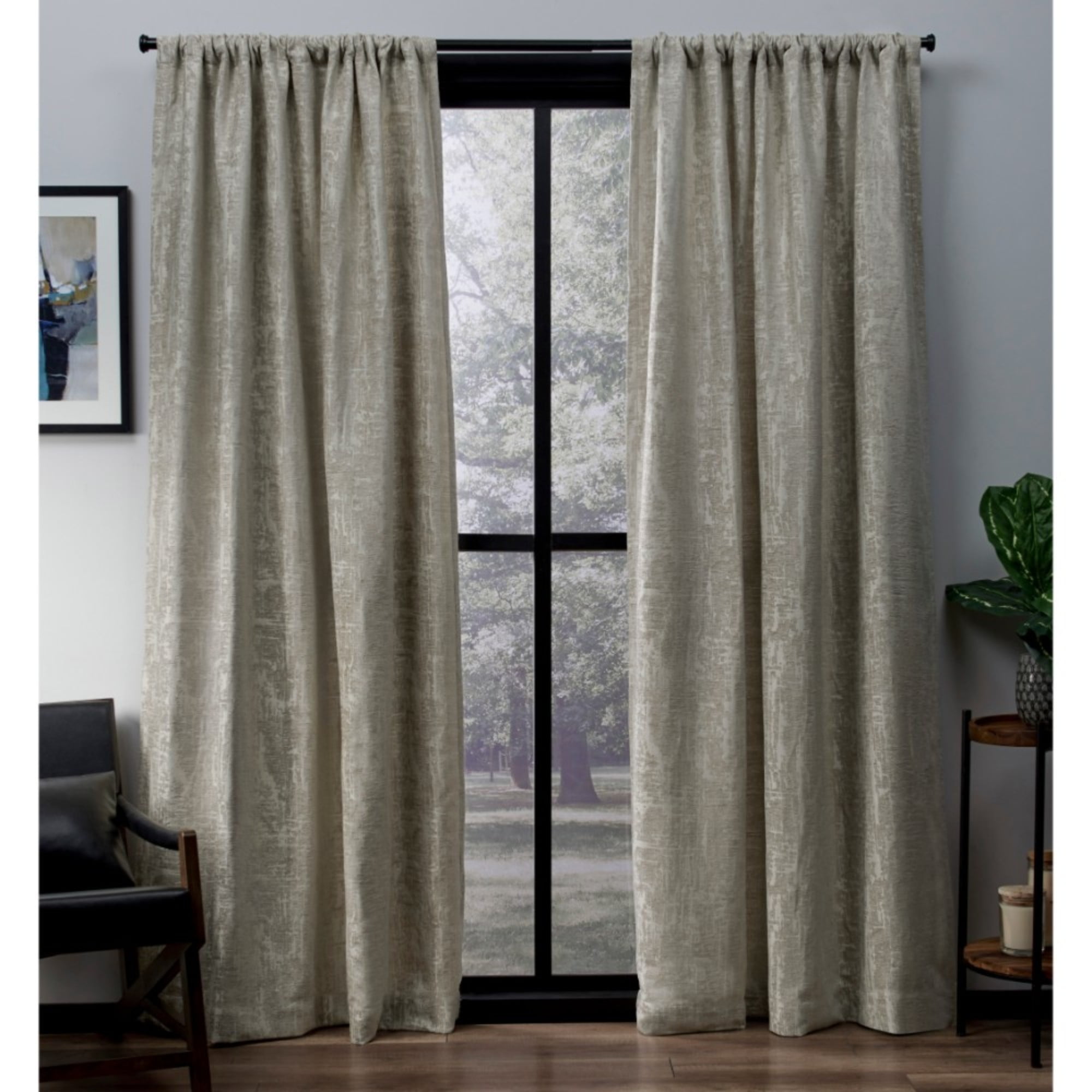 Exclusive Home Crosshatch Chenille Window Curtain Panel Pair with Rod