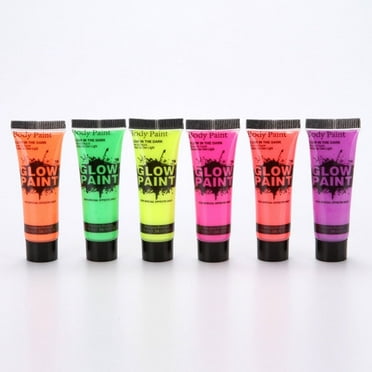 6Pcs UV Glow Blacklight Face and Body Paints Washable Glow in The Dark Body Paints