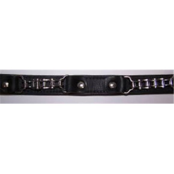 Omni Pet 445-67571 Omni Pet No.6064BK26 Leather Latigo Chain Black Dog Collar 26in x 1in