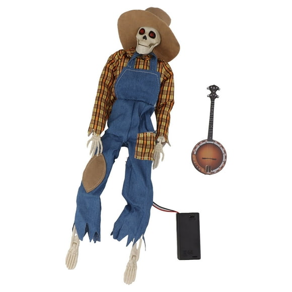 Statue De Crâne De Cowboy d'halloween, Simulation De Globe Oculaire Lumineux, Squelettes De Cowboy, Ornements d'halloween pour la Décoration De Bureau(Jaune)