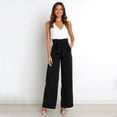 thumbnail image 4 of Ladies Workplace High Waist Straight Pants - Casual Versatile, Belted, Pocket Design, Comfortable Fabric, for Spring/Summer/Autumn, 4 of 7