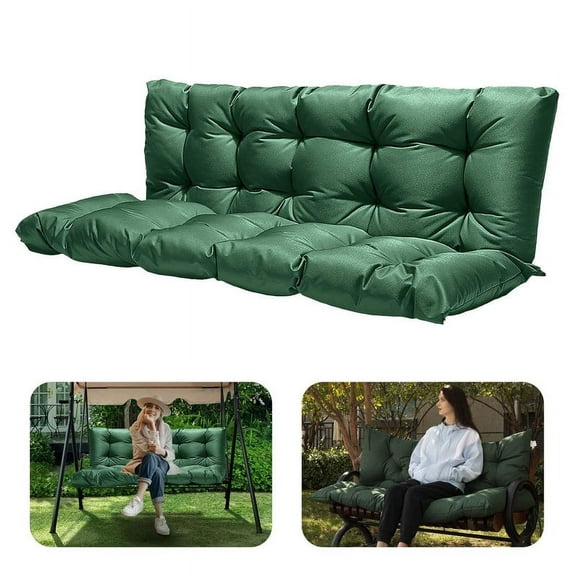 Qilloway 40" x 40" Dark Green Porch Swing Outdoor Seating Cushion, Waterproof (3 Count)
