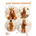 thumbnail image 3 of HAHASHOW Unisex Infant Toddler Animal Flannel Hooded Romper Jumpsuit, Fall Winter Warm Soft One-Piece Onesie, Machine Washable, 0-3T, 3 of 7