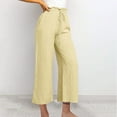 thumbnail image 3 of ZyeKqe Cotton Linen Palazzo Pants for Women High Waist Boho Pants Wide Leg Cropped Summer Beach Pants, 3 of 3