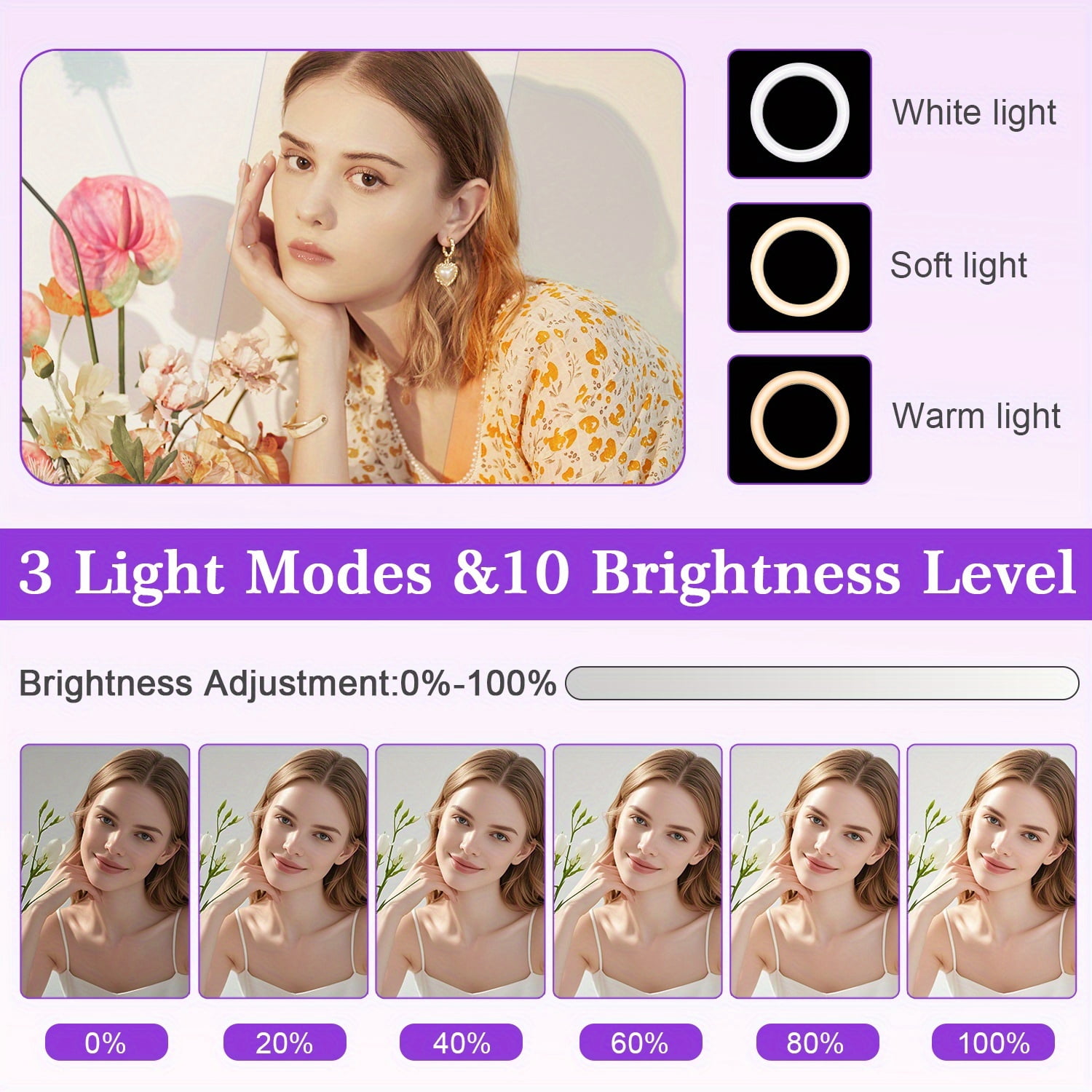 10-Inch LED RGB Selfie Ring Light with Tripod Stand, 38 Color Modes & USB Powered, Adjustable Brightness - Ideal Photographer Gift & Circle Light for Phone Selfies
