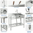 thumbnail image 3 of Yeshouse Stainless Steel Utility Sink with Pull-Down Faucet - Free Standing Double Bowl Commercial Sink for Kitchen, Restaurant, Garage, NSF Certified, 3 of 9