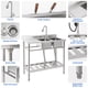 thumbnail image 3 of Yeshouse Fregadero Utilitario de Acero Inoxidable con Grifo Desplegable: Fregadero Comercial Independiente de Doble Tazón para Cocina, Restaurante, Garaje, Certificado NSF, 3 of 9