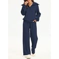 thumbnail image 5 of DOKOTOO Women's 2 Piece Outfits Plus Size Jogger Sets Half Zip Sweatshirt Matching Wide Leg Sweatpants Tracksuit, 5 of 10