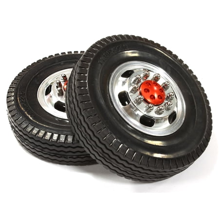 Integy RC Toy Model Hop-ups C25546RED Billet Machined Alloy Front Wheel 12R +Tire for Tamiya 1/14 Scale Tractor Trucks price history on PriceWatchPro